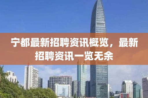 寧都最新招聘資訊概覽，最新招聘資訊一覽無余